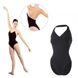 Classic black ballet leotard without sleeve