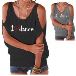 Schulterfreies Tanz-T-Shirt I love dance