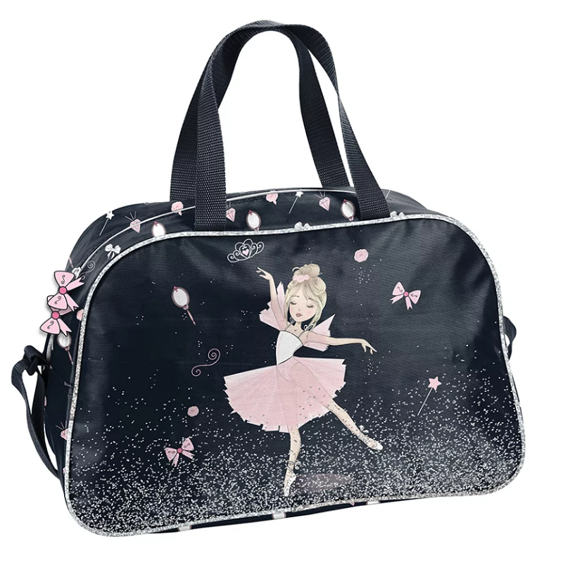 ballerina schoudertas zwart rose bowlingtas sporttas zwemtas balletgeschenk idee meisjes