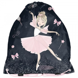 Ballerina swimming bag black and pink drawstring bag, gymbag duffelbag, backpack ballet gift idea