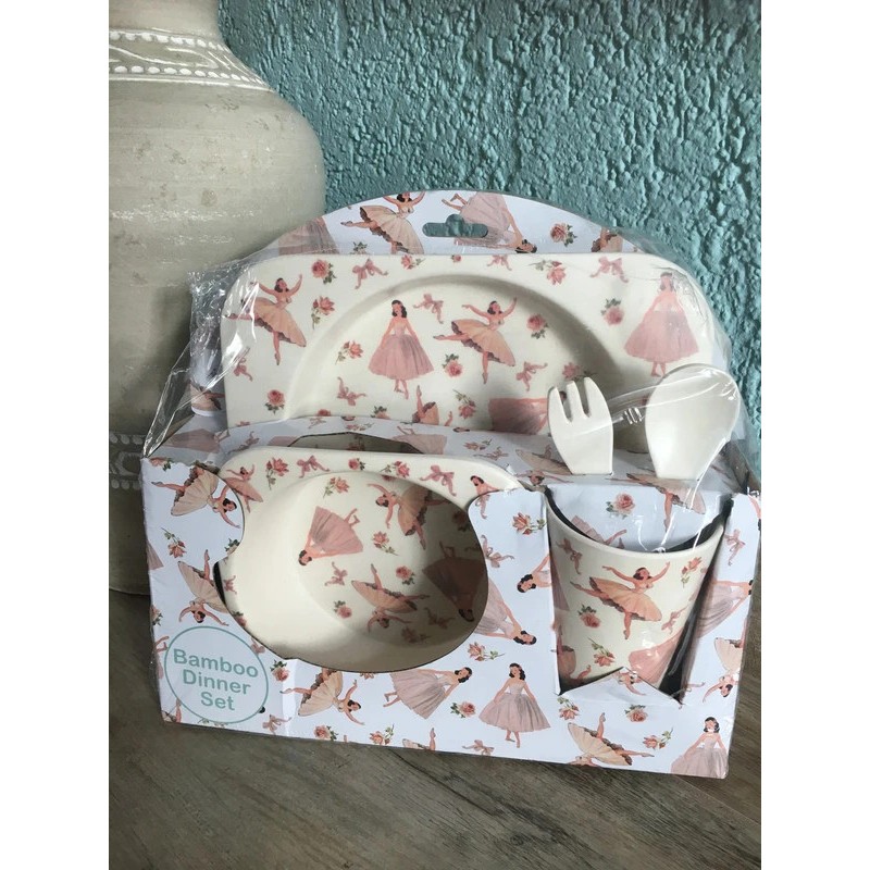 ballerina baby bordjes ontbijtset met bordje beker ballet geschenk eetset servies ballet cadeau idee