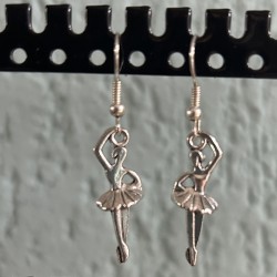 silver 3D ballerina earrings ballet gift idea