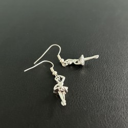 silver 3D ballerina earrings ballet gift idea