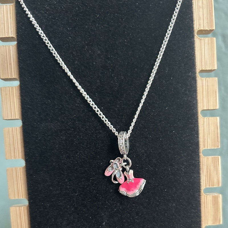 zilveren ballerina ketting met pandora hanger balletschoen tutu