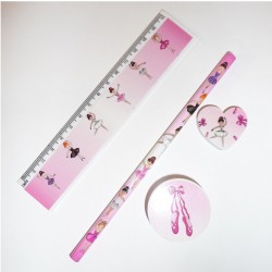 ballerina writing set ruler, eraser, pencil sharpener ballet gift idea