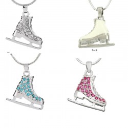 reversible ice skate necklace with rhinestones gift idea ice skater